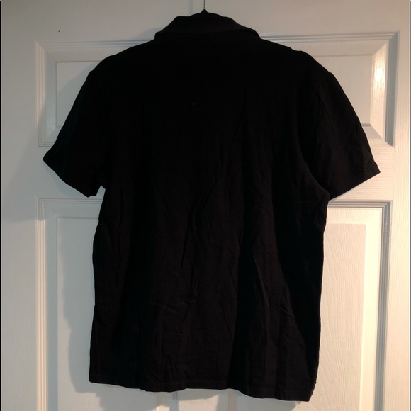 EXPRESS Design Studio Black Short Sleeve Polo with Diamond Pattern - Picture 2 of 3